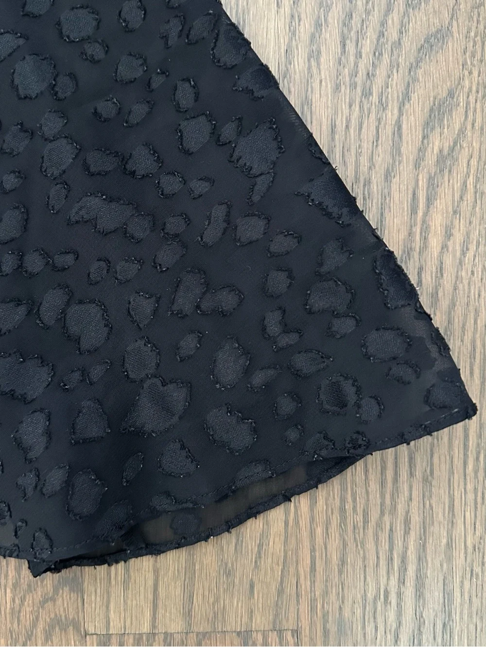 Vintage Sheer Leopard Flocked Lace Babydoll in Black Size Small
